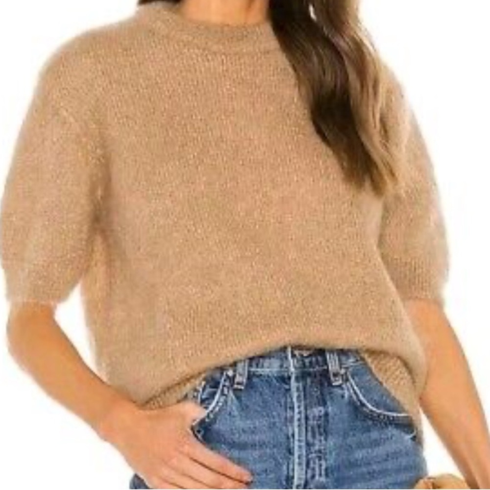 Anine Bing Tan Crew Neck Sweater Plush Relaxed Fit - Picture 3 of 7